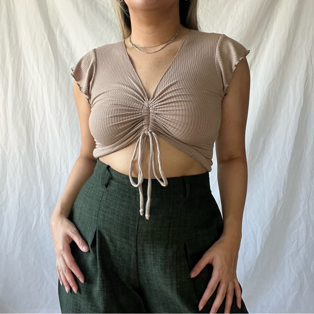 Beige cinch top
